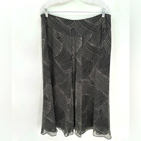 JONES NEW YORK Vintage woman black geometric silk lined classic midi skirt 16W - Picture 1 of 9